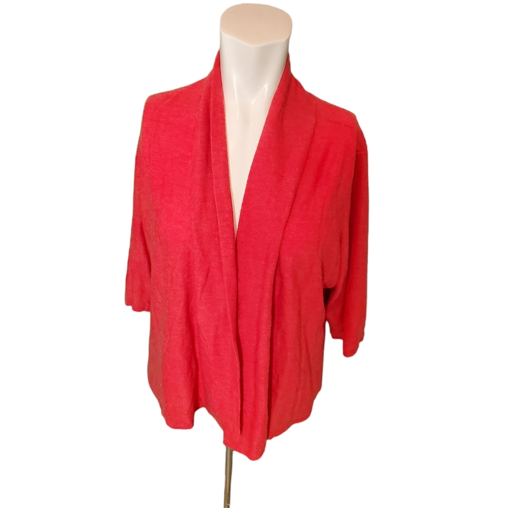 Eileen Fisher Red Cashmere Cardigan Sweater Lightweight Sz L
